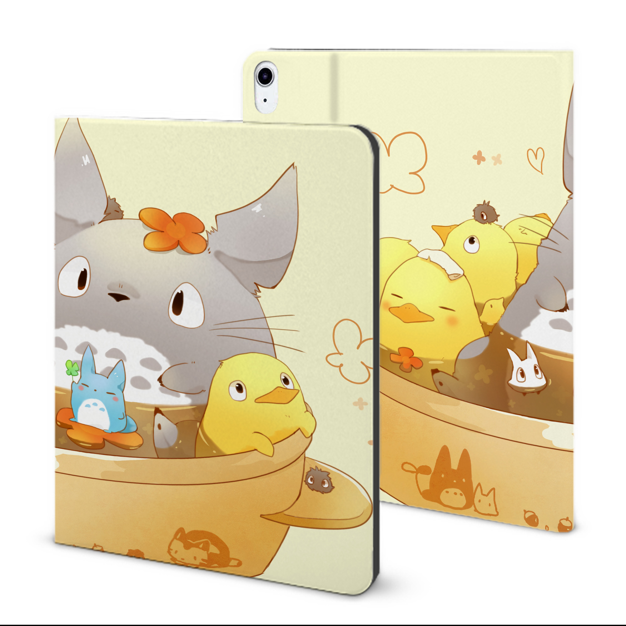 （画像用） となりのトトロ 草壁メイ 草壁サツキ My Neighbor Totoro Satsuki Kusakabe Mei Kusakabe IPad ケース ブック型 PUレザー TPU 耐衝撃 軽量 薄型 ペン収納なし 全面保護 IPad 各モデル対応